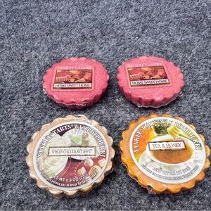 Lot Of 4 Yankee Candle Wax Tart Home Sweet Home / Tea & Honey / White Chocolate